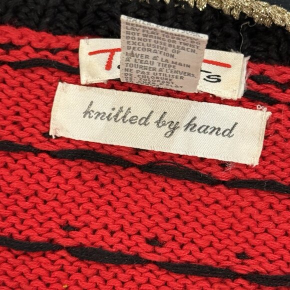 VTG 90s Talbots Womens Large Christmas Toy Train Hand Knit Red Cardigan Sweater - Picture 9 of 12
